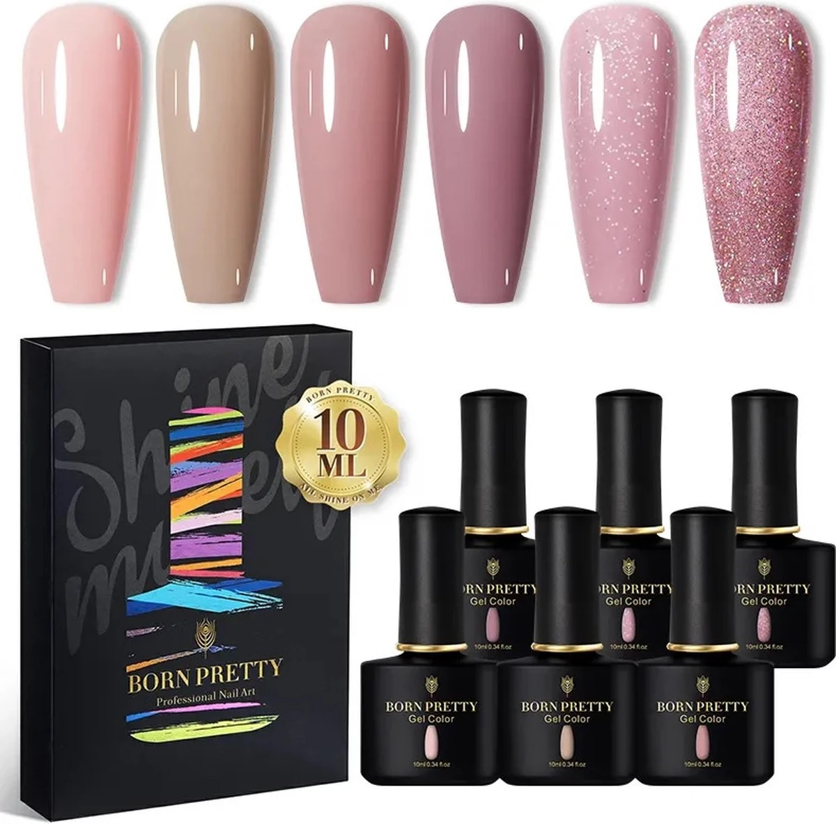 Born Pretty - 6 X 10 Ml - Gellak Set - Gellak Nagellak - Gellak Set Kleuren - Gellak Roze - Gellak Kleuren Set - Gellak Pink - Gellak Jelly Nude - Gellak - Gellak Nude Kleuren - Gellak Naturel - Gellak Nude Pink - Gellak Nude Set - Afbeelding 11