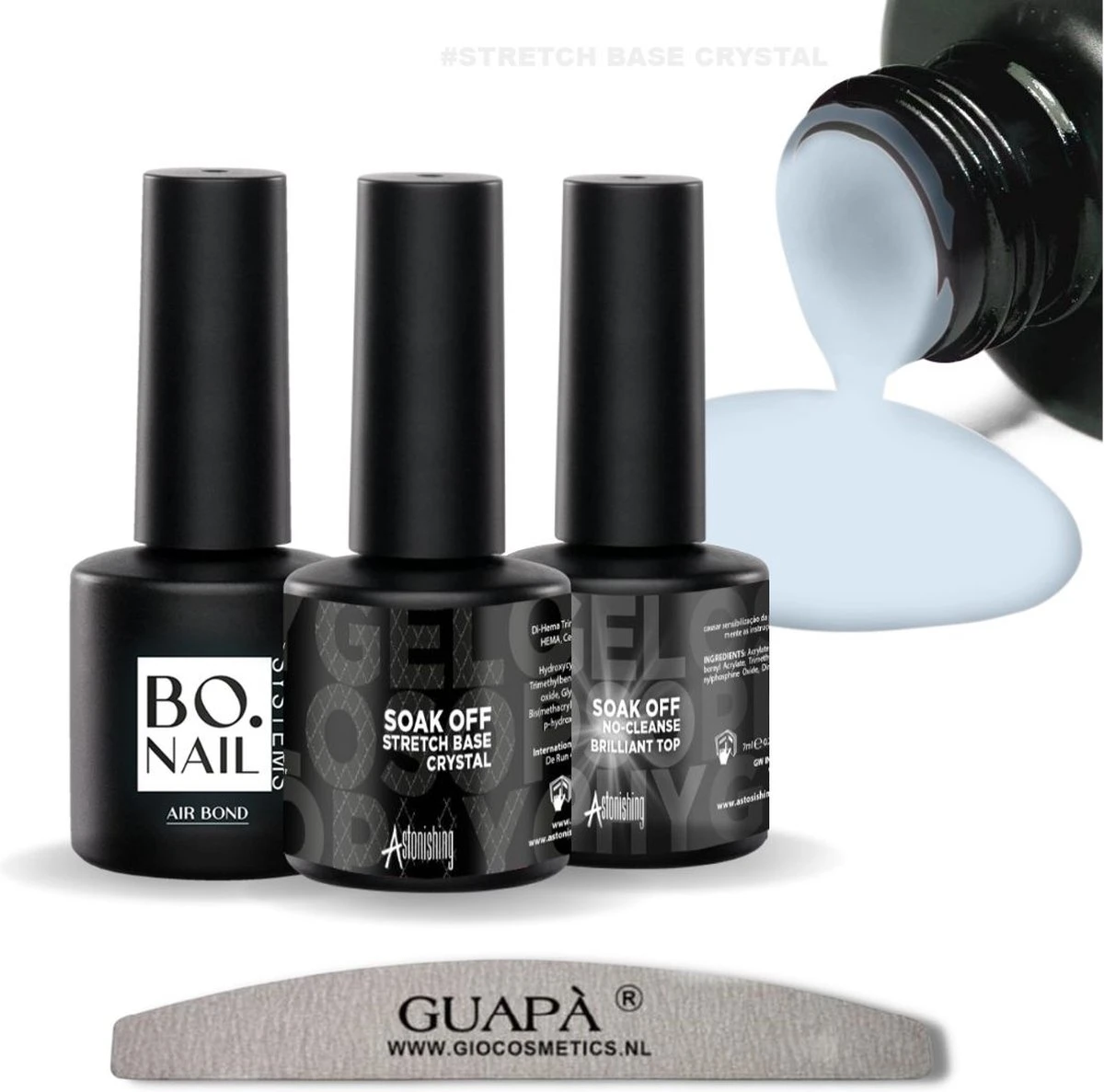 GUAPÀ® BIAB Builder Gel In A Bottle | BIAB Nagellak | Gelnagels Starterspakket | Nagellak | Gellak Transparant | Builder Gel | Primer | Top Gel | 7 Ml Crystal