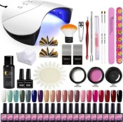 Gellak Starterspakket - 20 Kleuren - Polygel - Buildergel - Basecoat - Topcoat - Gellakset - Nagelset - Gelnagels - Nagellak - Poly Extension Kit - UV Lamp 36W - LED - Manicure Set - 20 Kleuren Gel Polish - Nagellamp - Nagelboor - Nageldroger