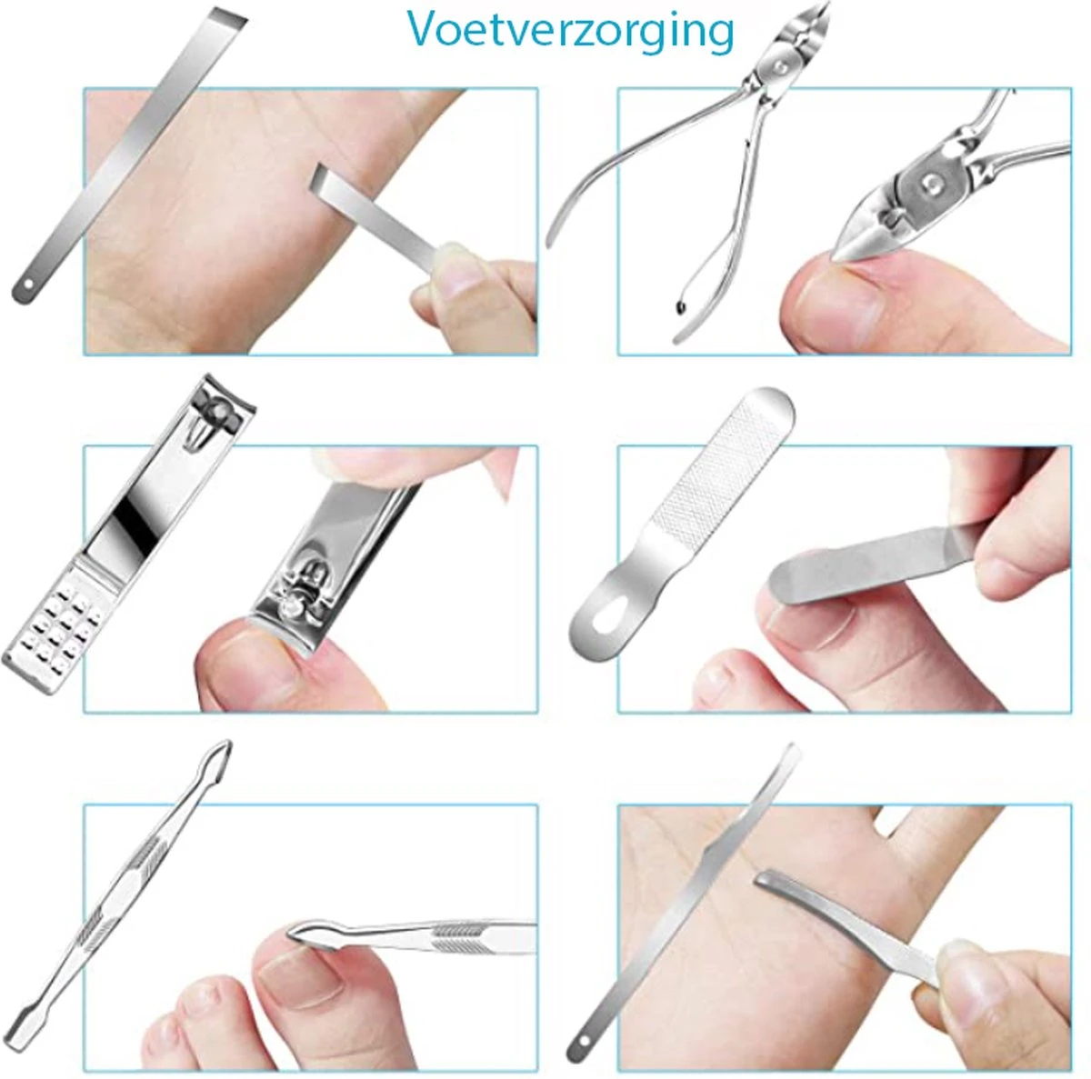 Nagelknipper Set – 18-Delige Pedicure En Manicure Sets Nagelaccessoires – Nagelset – Nagelverzorging Kit – Reisset Zwart - Afbeelding 6