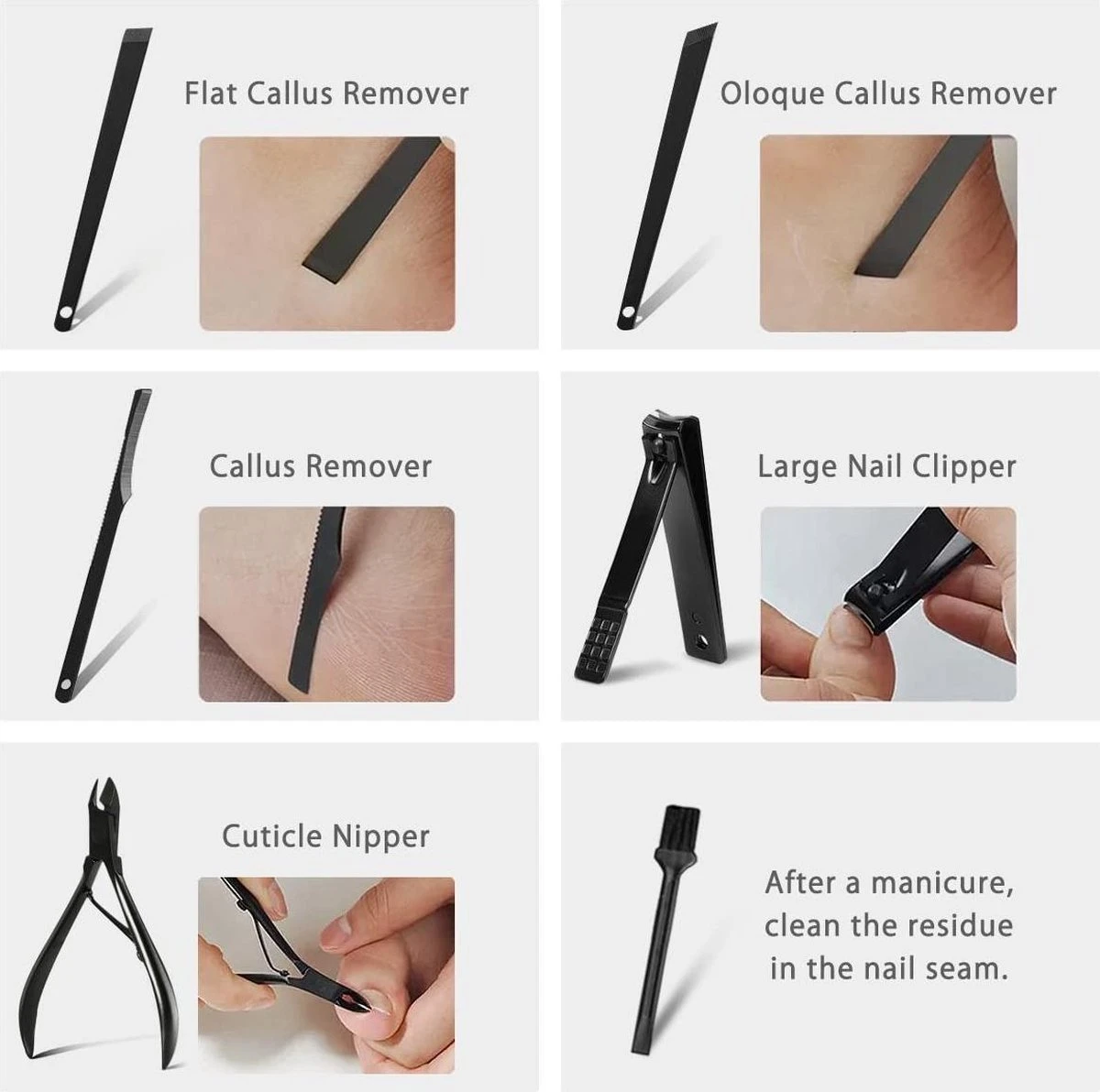 Nagelknipper Set - Pedicureset - 15 Delige - Roestvrij Staal - Met Draagkoffer - Geel Zwart - Afbeelding 7