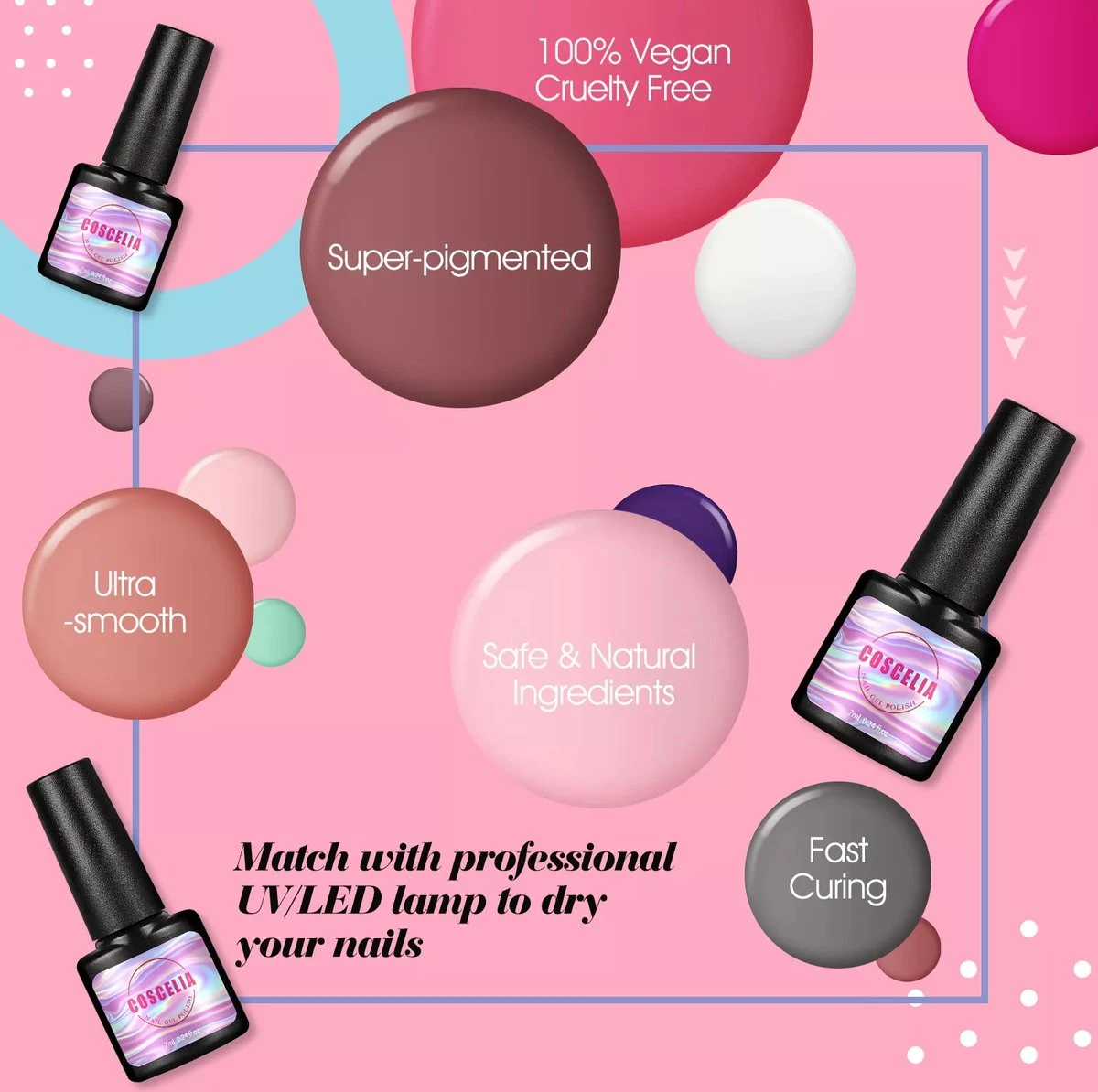 Royala H - Gellak Starterspakket + Inclusief Portable UV LED Lamp + Met 6 Verschillende Gellak Kleuren - Gellak Lamp – Topcoat - Basecoat - Alle Benodigdheden In Eén - Afbeelding 7