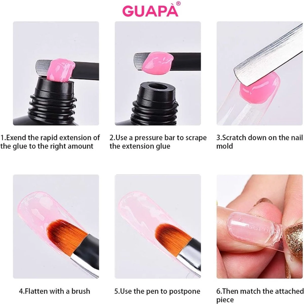 GUAPÀ® Polygel Starterspakket | Acrygel | Poly Gel | Gel Nagels | Professionele Kit | Babyboom Pink | Babyboom White | 2 X 60 Gram Polige - Afbeelding 3