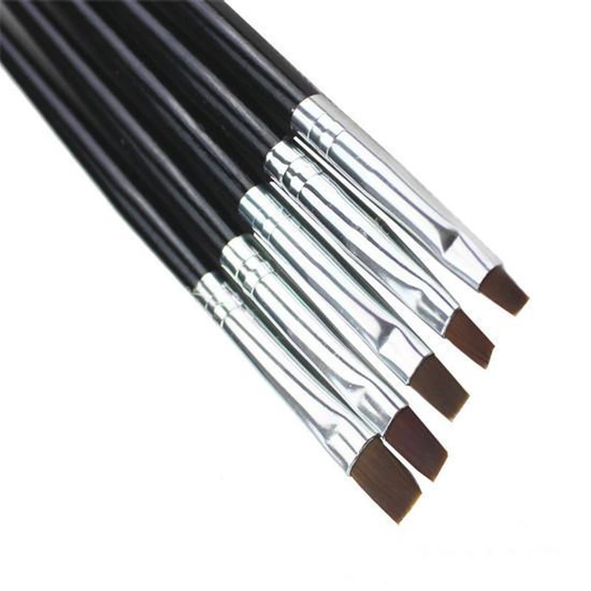 Merkloos 5x Platte Nail Art Kwast - Acryl Nagel Kwasten - Platte Kwast - Gel Nagellak Bouwer - UV Gellak Manicure Gereedschap - Nail Art Tool - Nagelkwast - Nagel Ontwerp - Afbeelding 3