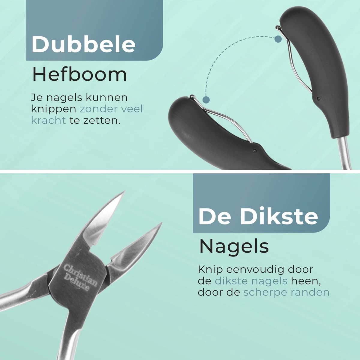 Christian Deluxe® - Professionele RVS Nageltang - Nageltang Voor Harde Teennagels - Professionele Nagelknipper - Nageltang Voor Ingegroeide Teennagel - Nageltang Kalknagels - Nagelknipper - Roestvrijstaal - Afbeelding 2
