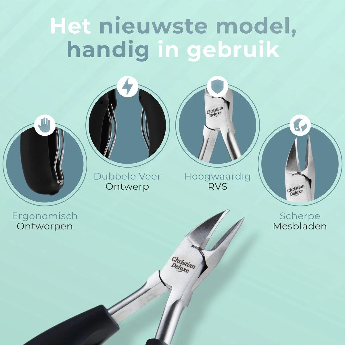 Christian Deluxe® - Professionele RVS Nageltang - Nageltang Voor Harde Teennagels - Professionele Nagelknipper - Nageltang Voor Ingegroeide Teennagel - Nageltang Kalknagels - Nagelknipper - Roestvrijstaal - Afbeelding 4