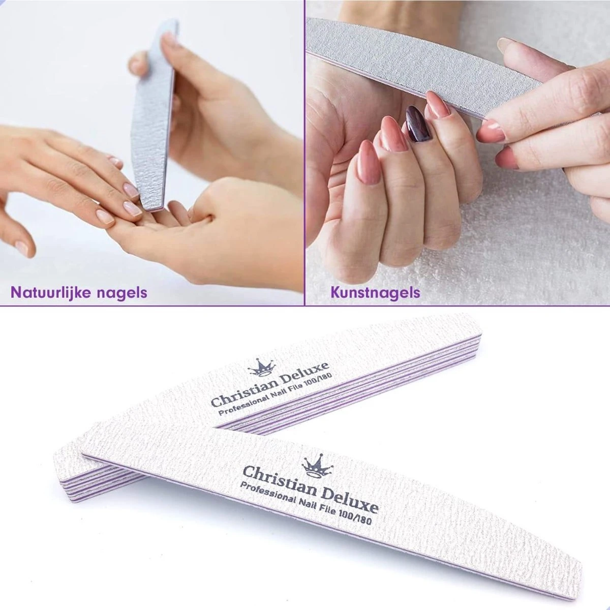 Professionele Nagelvijlen - 100/180 Grit - Nagelvijl Set Van 25 Stuks Voor Acryl En Gelnagels - Afbeelding 2