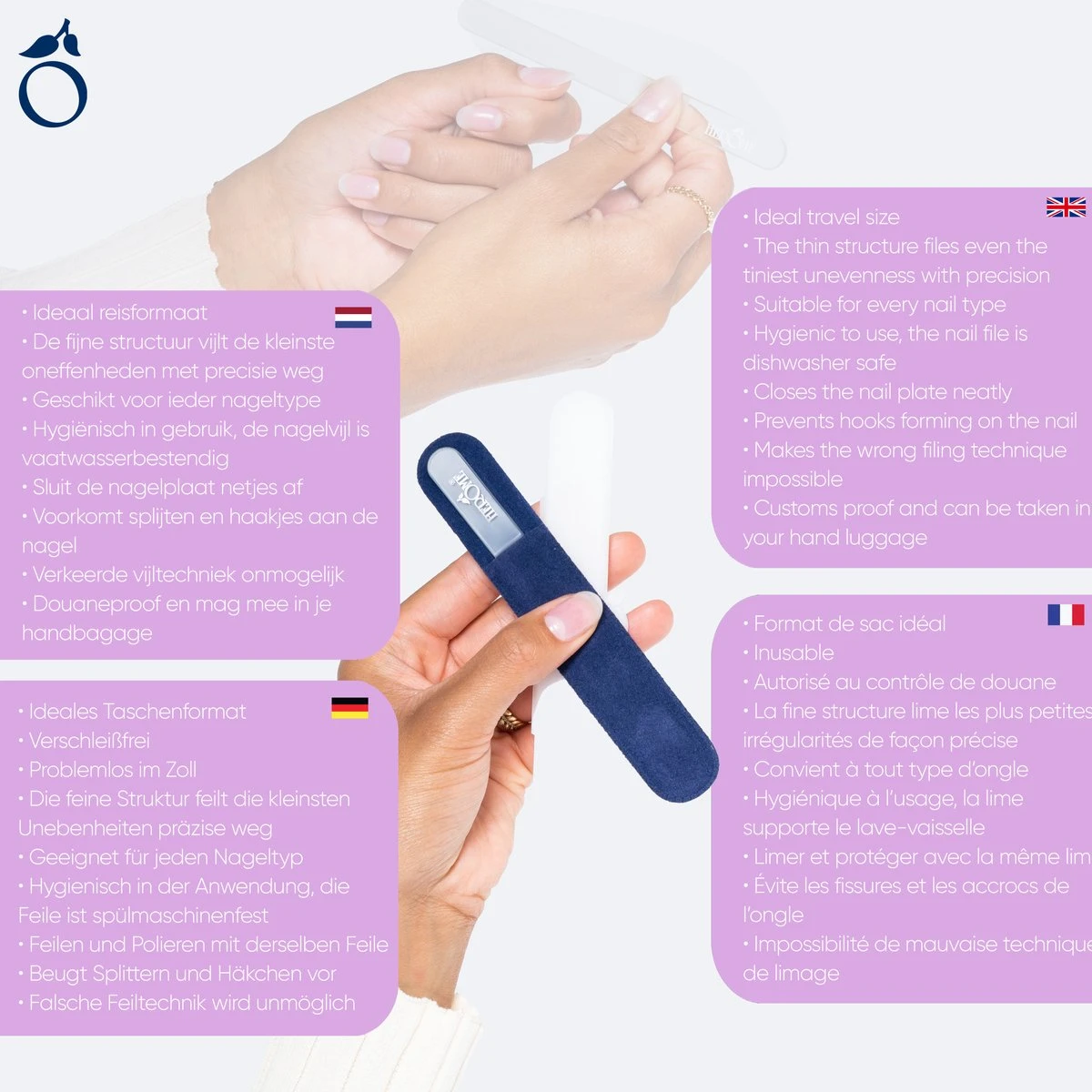 Herome Glazen Nagelvijl Glasvijl Reisformaat - Glass Nail File Travelsize - Voorkomt Splijten En Haakjes - Afbeelding 2