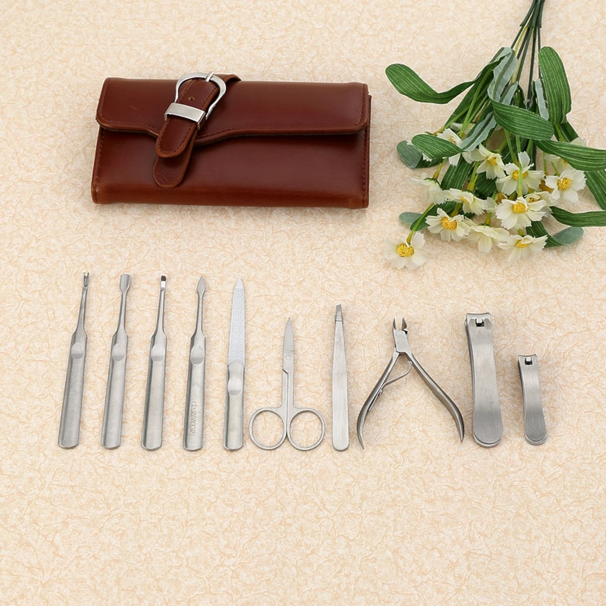 Fritzline© Professionele Manicureset 10-delig | RVS | Leren Etui | Nagelknipper | Nagelschaar | Nageltang - Afbeelding 5