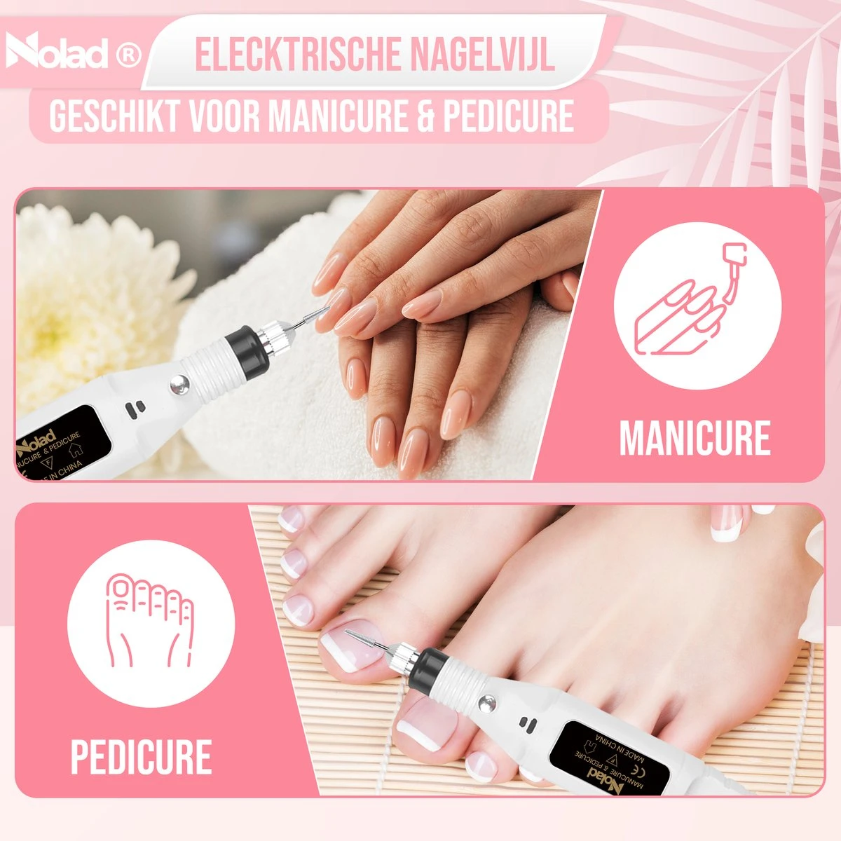 Nolad® Elektrische Nagelvijl - Nagelvijlen - Nagelaccessoires - Wit - Afbeelding 3
