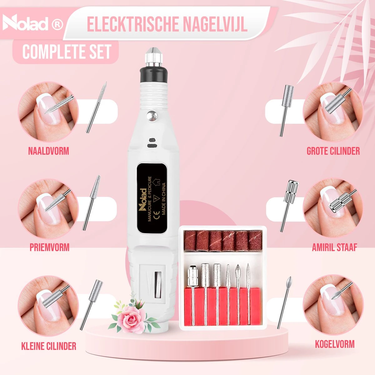 Nolad® Elektrische Nagelvijl - Nagelvijlen - Nagelaccessoires - Wit - Afbeelding 4