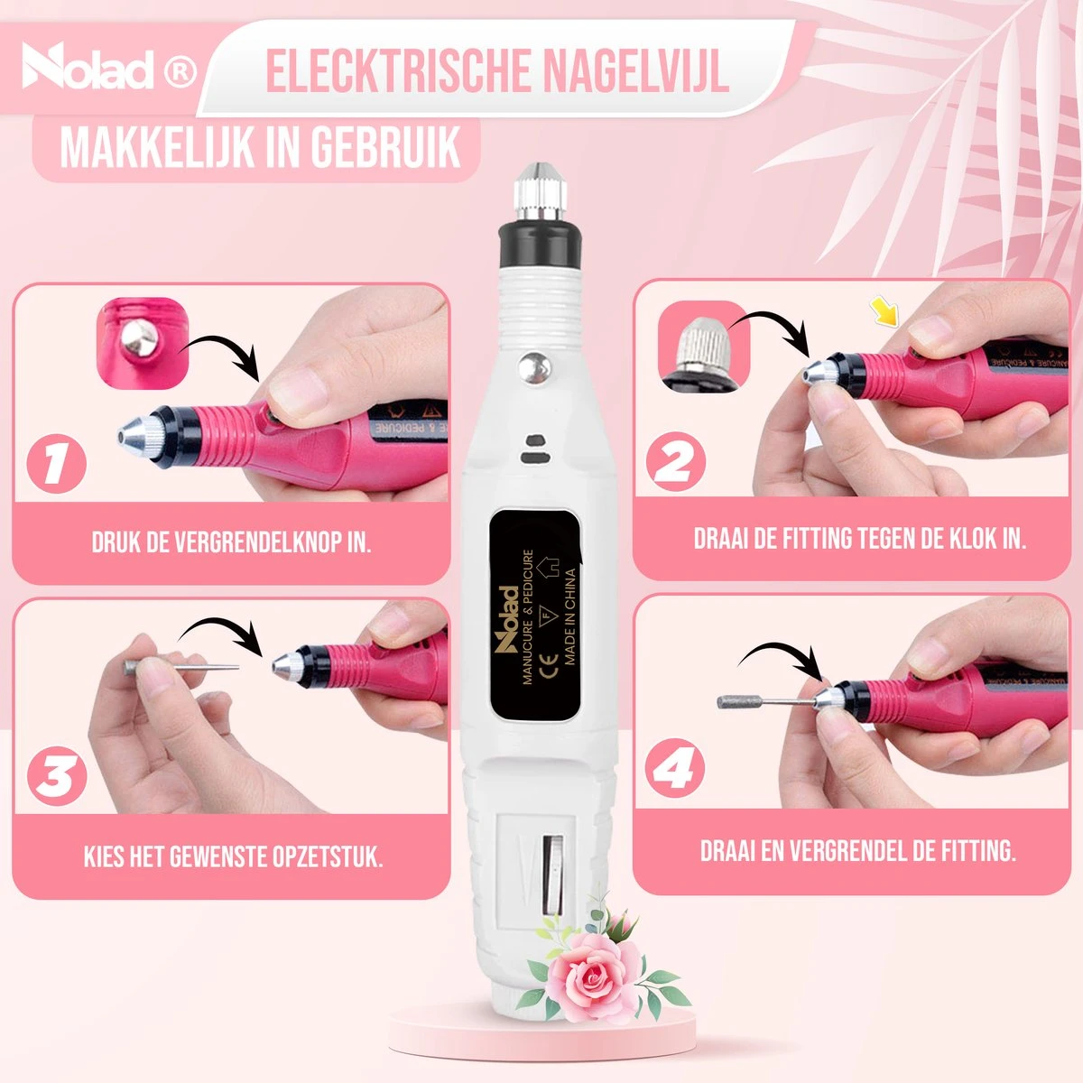 Nolad® Elektrische Nagelvijl - Nagelvijlen - Nagelaccessoires - Wit - Afbeelding 10