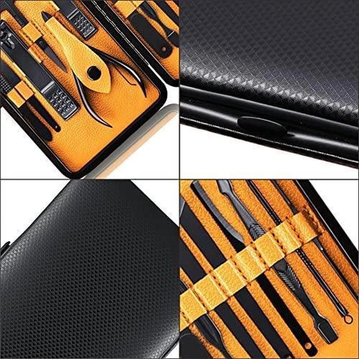 Nagelknipper Set - Pedicureset - 15 Delige - Roestvrij Staal - Met Draagkoffer - Geel Zwart - Afbeelding 8