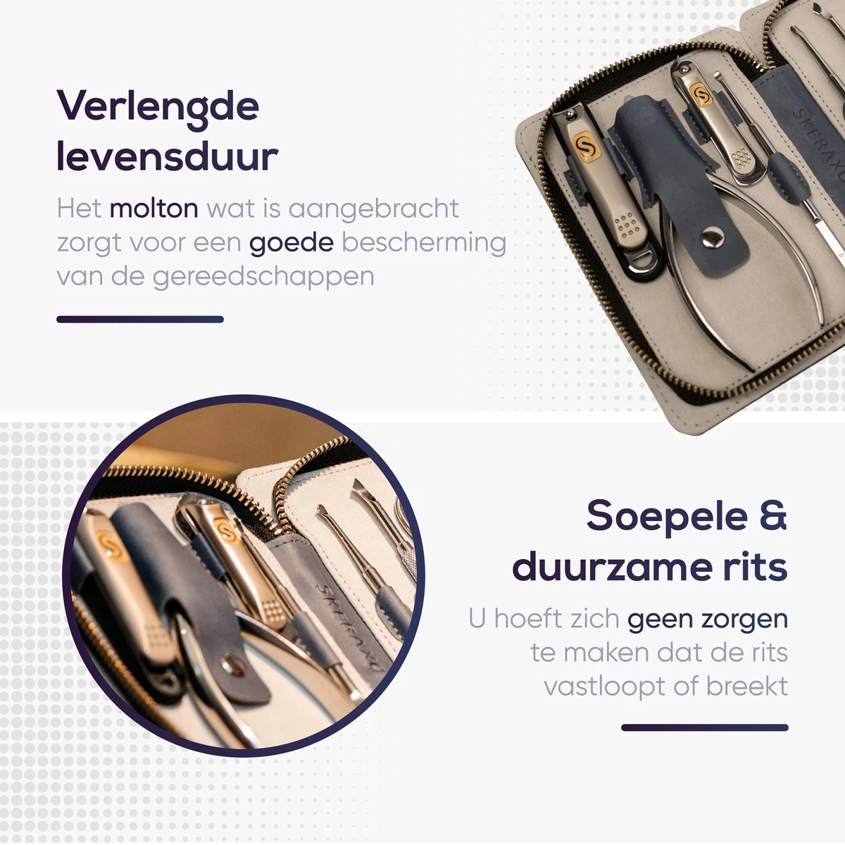 Skeraxo 8-delige Luxe Verschillende Tools - Professioneel Manicure Set & Pedicureset Met Nagelvijl & Nageltang – Behandeling Nagels En Huid 15 Skeraxo 8-delige Luxe Verschillende Tools - Professioneel Manicure Set & Pedicureset Met Nagelvijl & Nageltang – Behandeling Nagels En Huid - Afbeelding 13