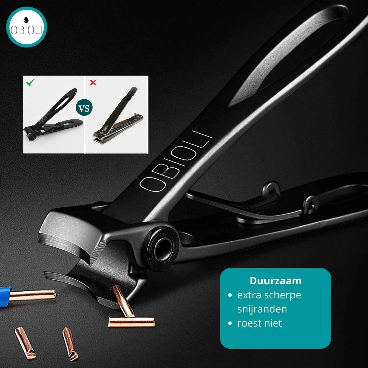 Obioli ™ Nagelknipper Set - Luxe Cadeau Doos Voor Mannen En Vrouwen - Nageltang - Nagelschaar - Kalknagels - Teennagel - Met Nagelvijl - Zwart - Groot - Gift Box - Afbeelding 4