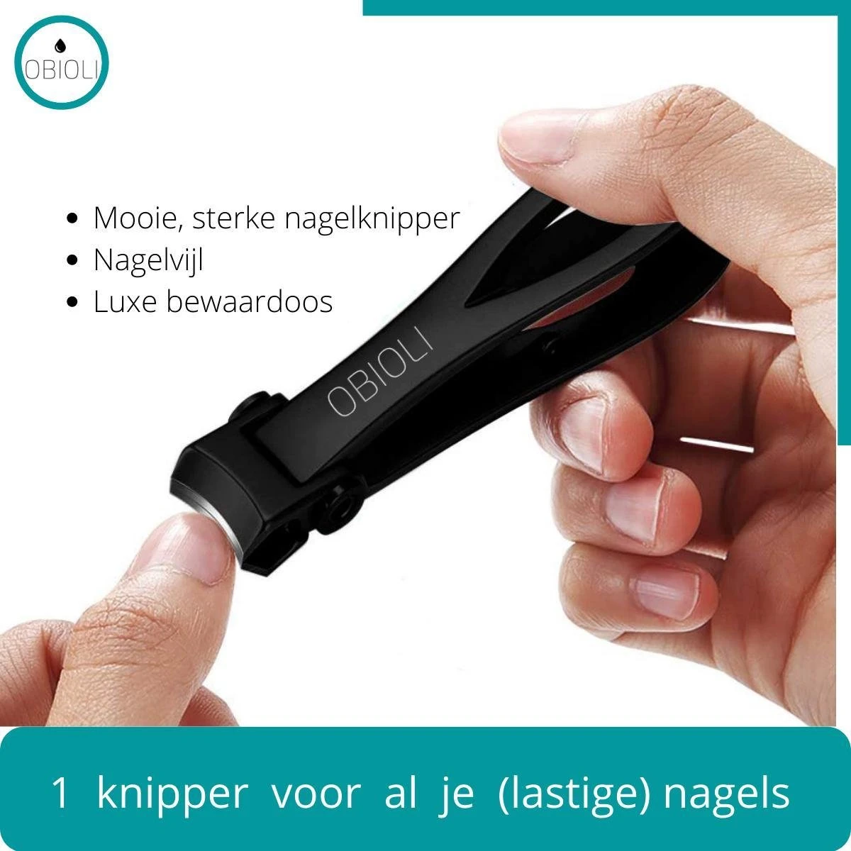 Obioli ™ Nagelknipper Set - Luxe Cadeau Doos Voor Mannen En Vrouwen - Nageltang - Nagelschaar - Kalknagels - Teennagel - Met Nagelvijl - Zwart - Groot - Gift Box - Afbeelding 8