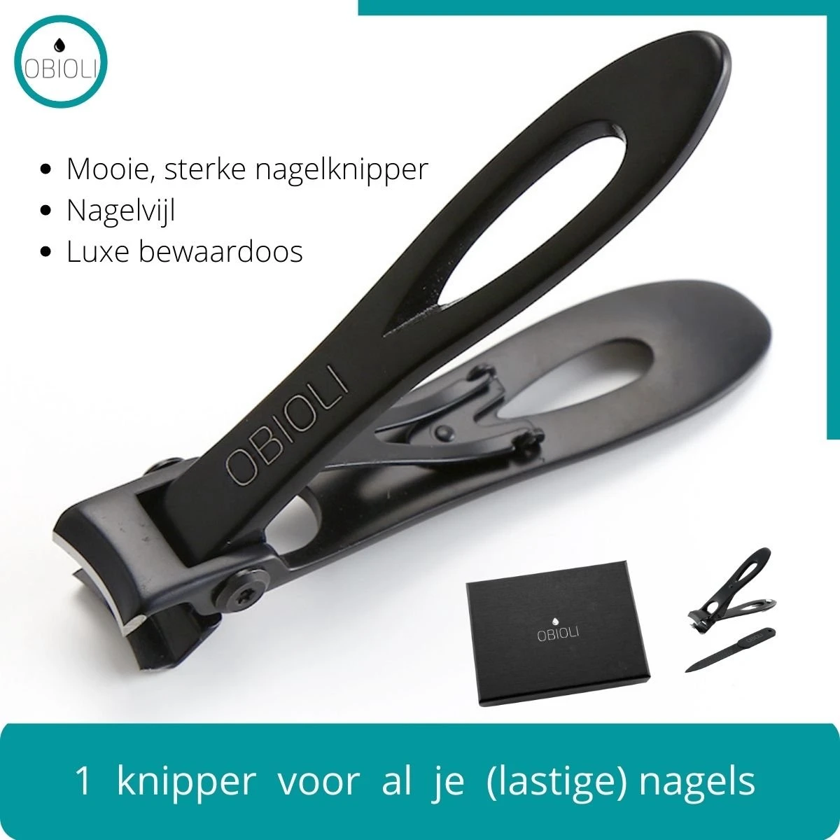 Obioli ™ Nagelknipper Set - Luxe Cadeau Doos Voor Mannen En Vrouwen - Nageltang - Nagelschaar - Kalknagels - Teennagel - Met Nagelvijl - Zwart - Groot - Gift Box - Afbeelding 11