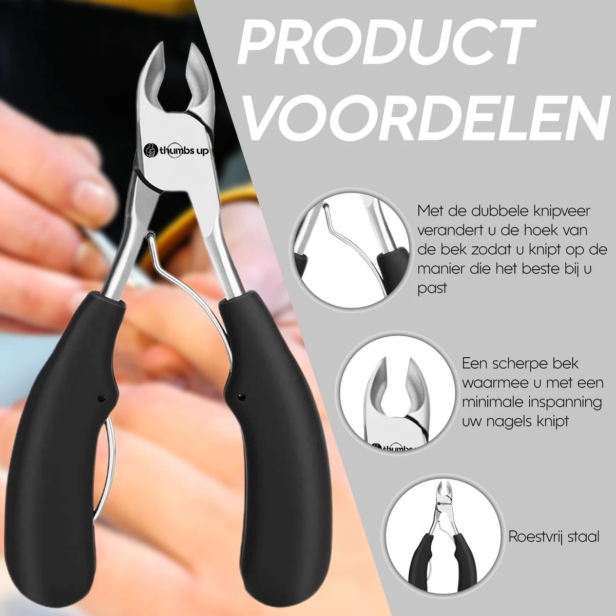 Thumbs Up 7-Delige Nagel Set - Ingegroeide Teennagel - Nageltang - Teennagelknipper - Nagelknipper Set - Zwart - Afbeelding 2