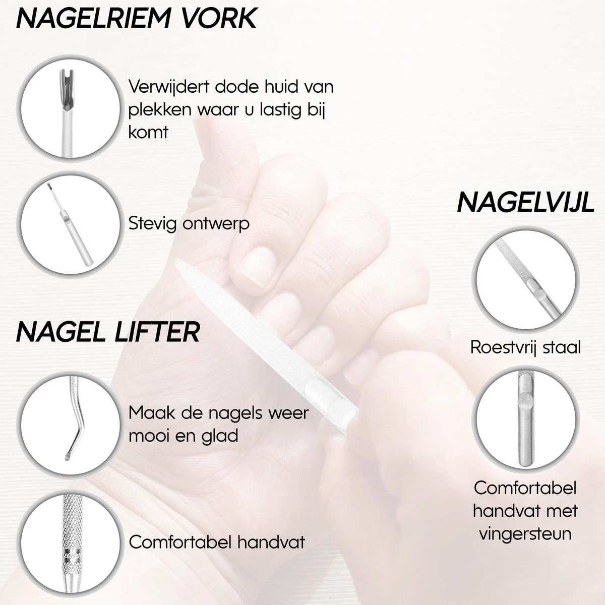 Thumbs Up 7-Delige Nagel Set - Ingegroeide Teennagel - Nageltang - Teennagelknipper - Nagelknipper Set - Zwart - Afbeelding 5