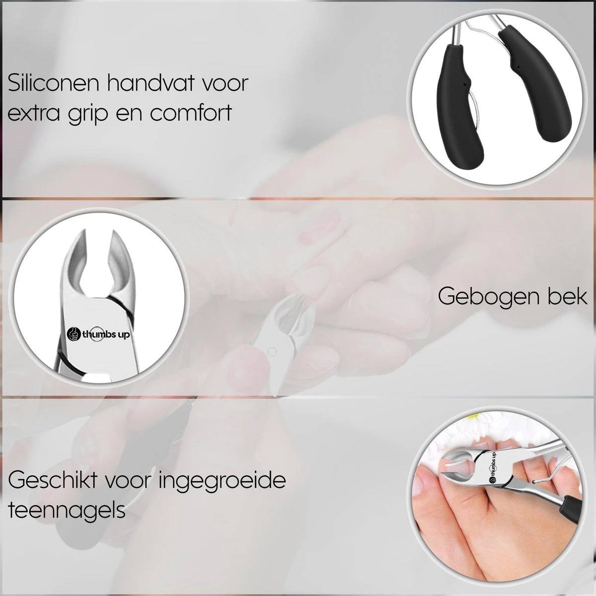 Thumbs Up 7-Delige Nagel Set - Ingegroeide Teennagel - Nageltang - Teennagelknipper - Nagelknipper Set - Zwart - Afbeelding 6