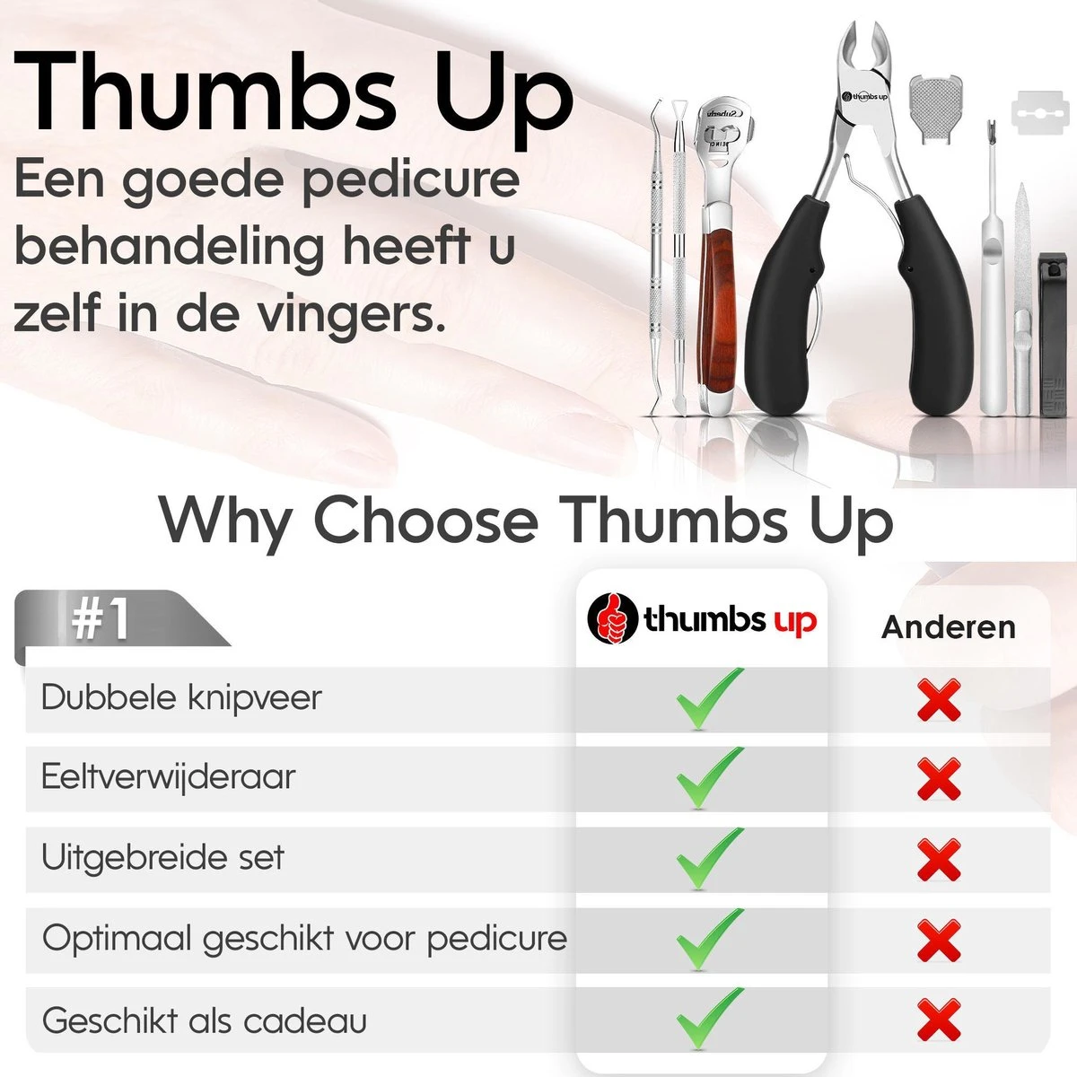 Thumbs Up 7-Delige Nagel Set - Ingegroeide Teennagel - Nageltang - Teennagelknipper - Nagelknipper Set - Zwart - Afbeelding 7
