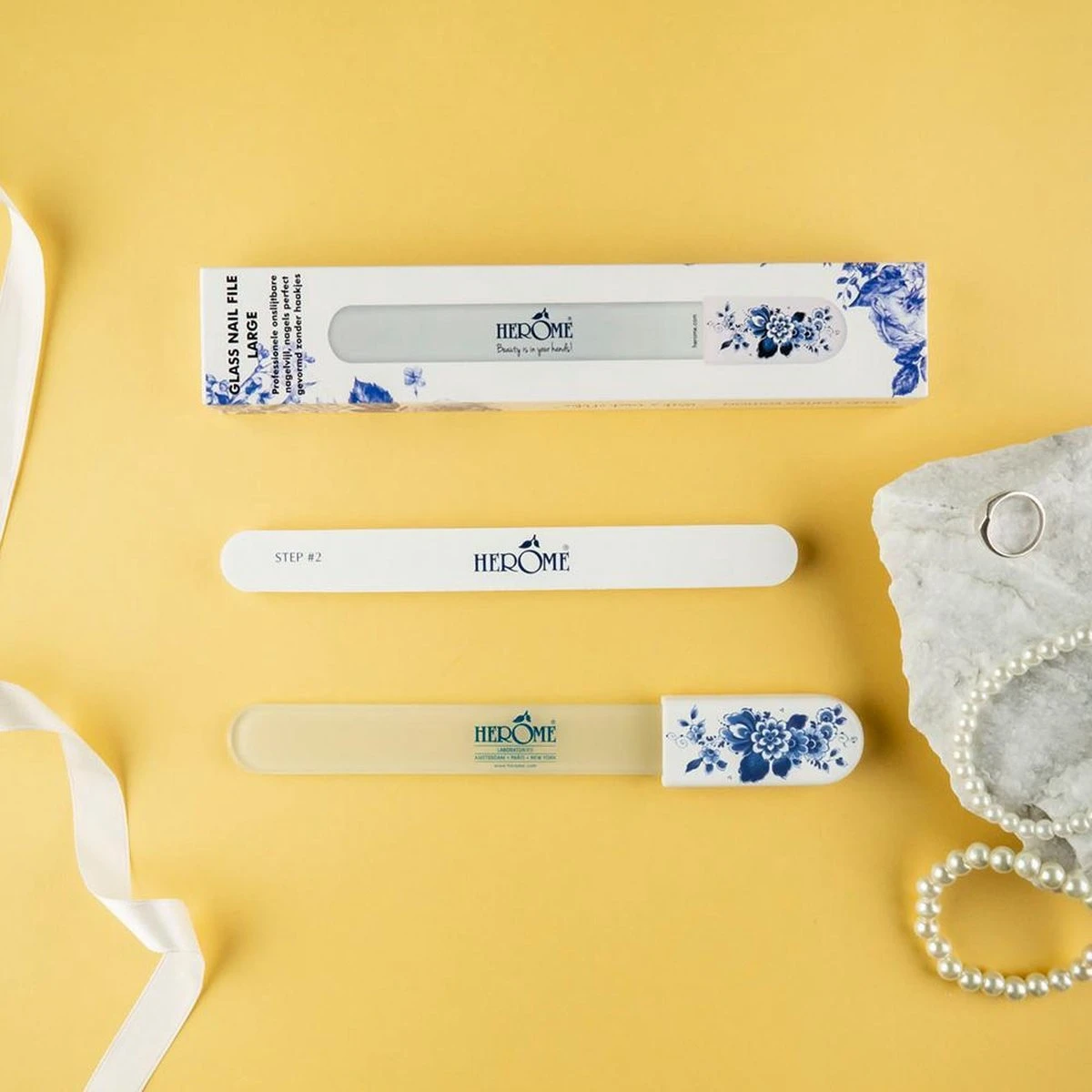 Herome Glazen Nagelvijl Glasvijl Delfts Blauw - Limited Edition - Onslijtbare Nagelvijl - Voorkomt Splijten En Haakjes - Afbeelding 5