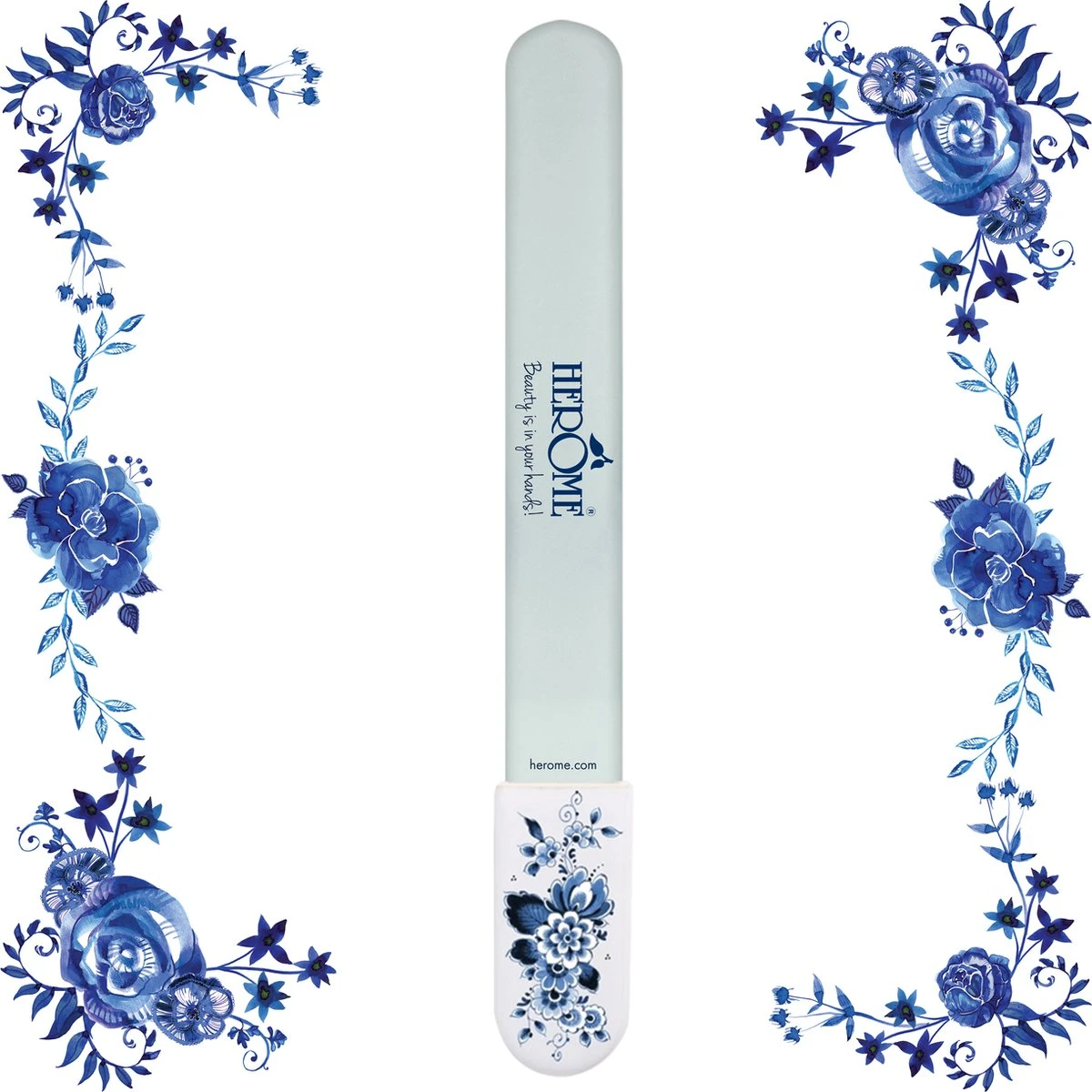 Herome Glazen Nagelvijl Glasvijl Delfts Blauw - Limited Edition - Onslijtbare Nagelvijl - Voorkomt Splijten En Haakjes - Afbeelding 8