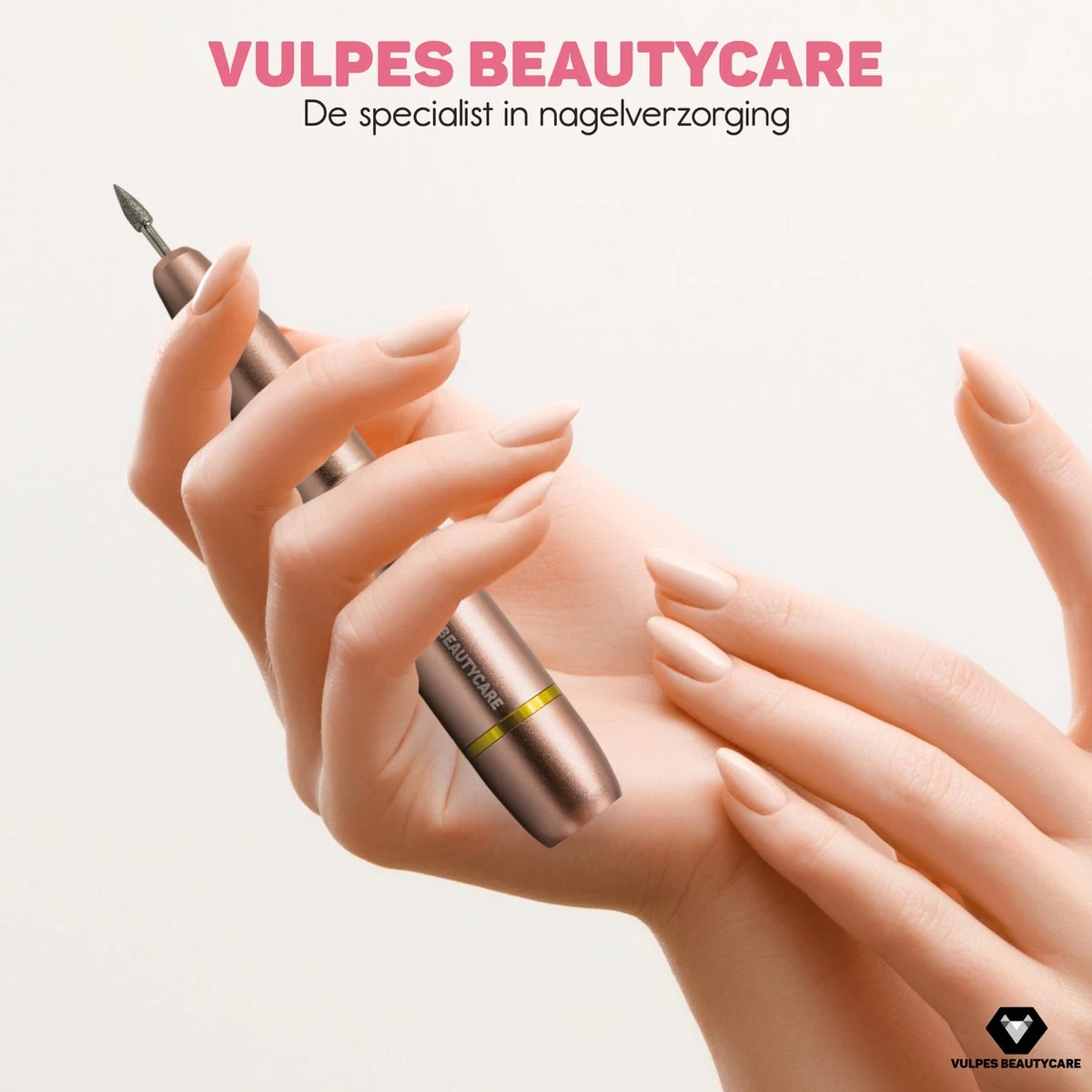 Vulpes BeautyCare® Elektrische Nagelvijl - 11 Nagelfrees Bitjes, 96 Schuurrolletjes & Draagtas - Manicure En Pedicure Set - Limited Edition - Rosé/Goud - Afbeelding 9