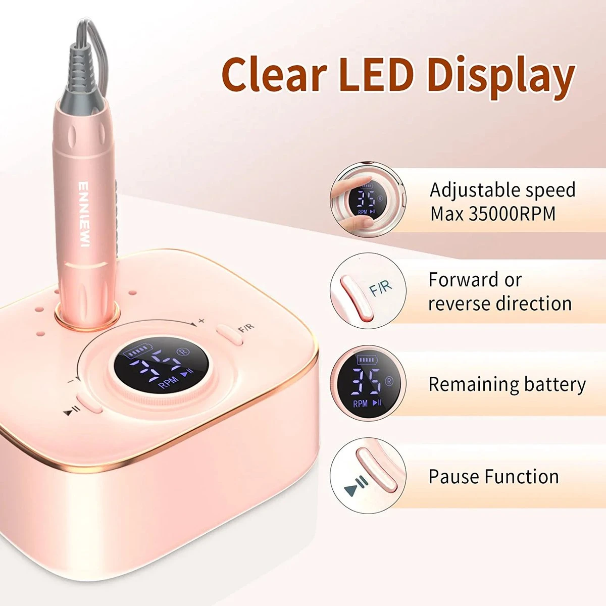 Nagelfrees – Nagelvijl – Elektrische Nagelvijl – Automatische Nagelvijl – Manicure En Pedicure – Nagelsalon - Electric Nail File - Afbeelding 6