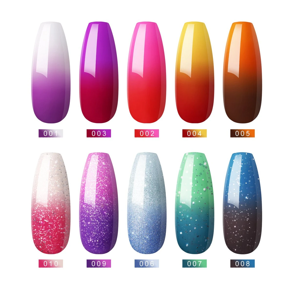 10 Temperatuur Veranderende Kleuren Gellak - Gel Nagellak - Gellakset - Nagelset - Temperature Change Nail Polish - Manicureset - 10 Kleuren Gel Polish - Gelnagels - Nagellak - Gelnagel Kit - Afbeelding 13