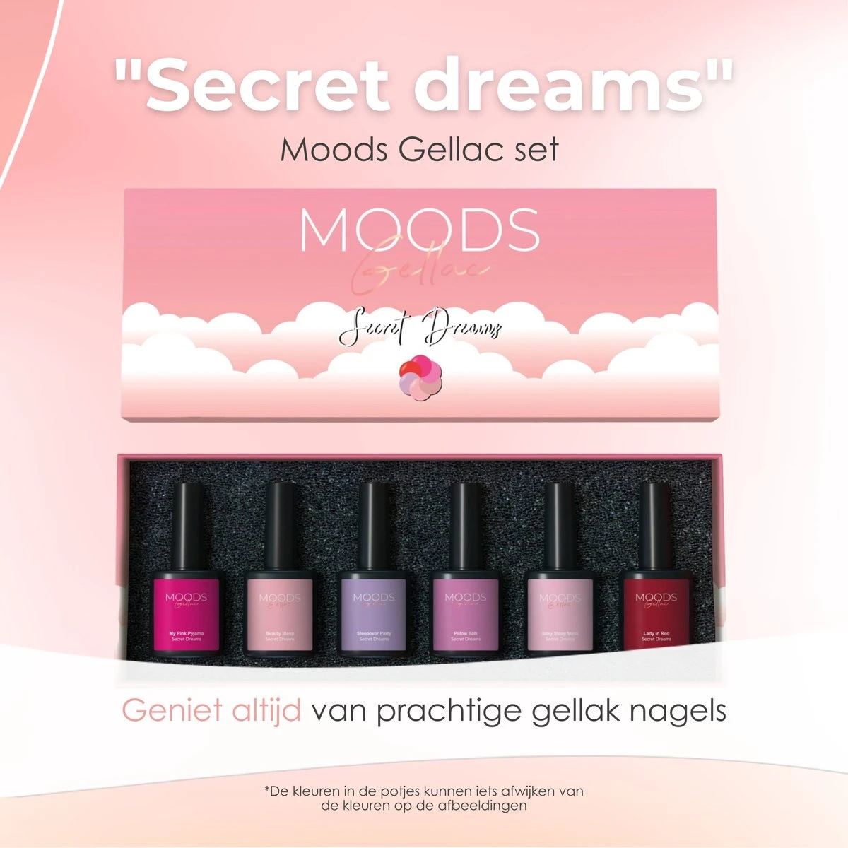 Moods Gellac 6-delige Set - Gel Nagellak - 8ML - Secret Dreams - Gellac - Nagels - Gellak Starterspakket - Chique Kleuren - Afbeelding 5