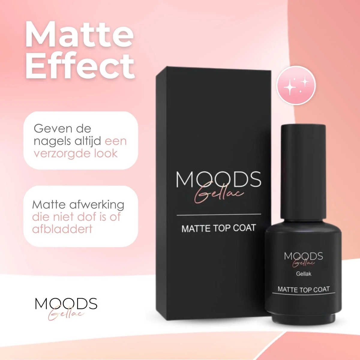 Moods Gellac - Matte Top Coat - Nagellak - Gellak Starterspakket - Nagels - Gellak Set - 15 ML - Afbeelding 3