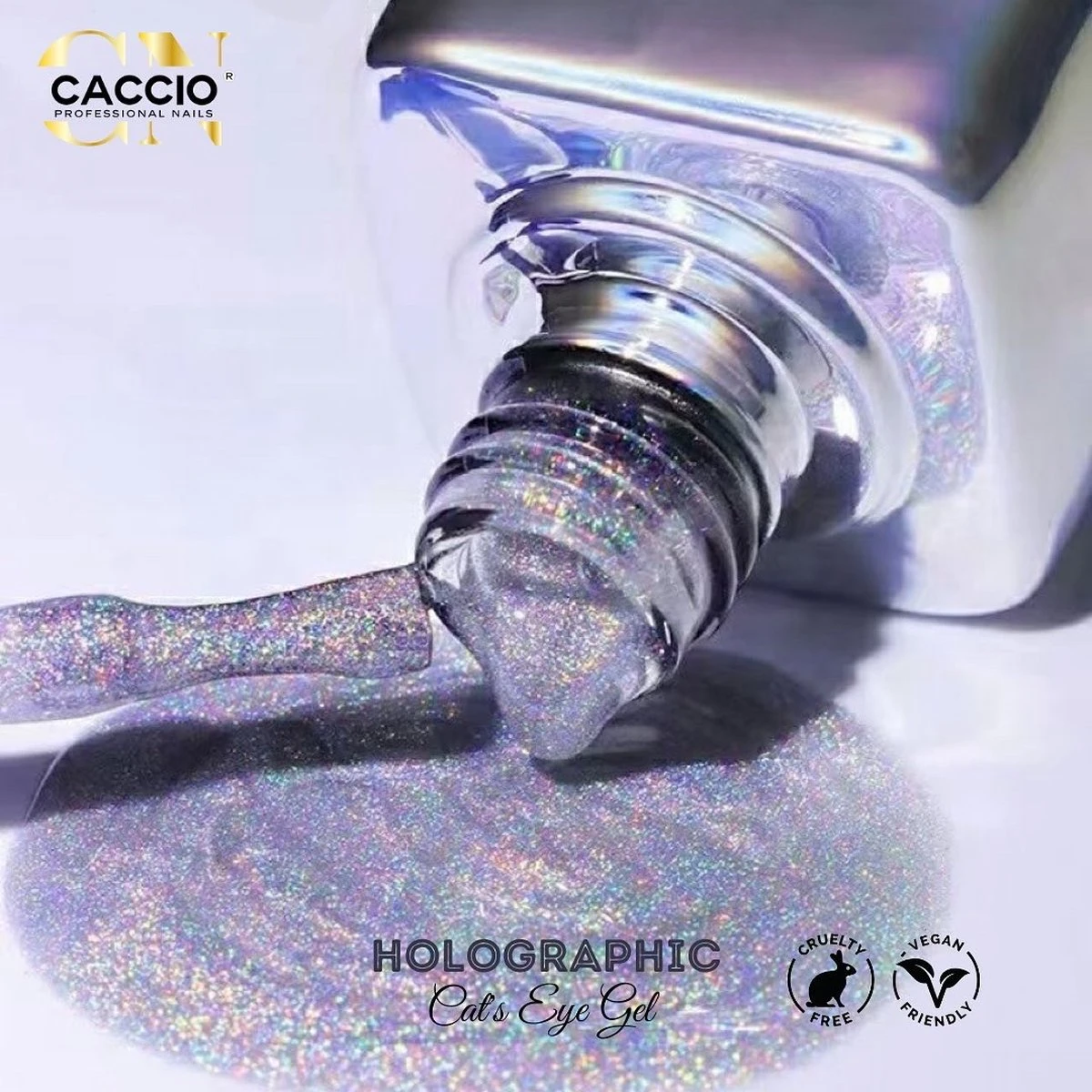 CACCIO® 2022 Gellak - Holographic Cat's Eye Gel 15ml - Gelnagels - Manicure/pedicure Handen En Voeten -Nagels - Nepnagels - Top Coat - UV/LED Gel Nagellak - Hoge Pigment - Hoge Kwaliteit - Professioneel Gebruik - Nagelstudio - UV/LED LAMP - Gelnagels - Afbeelding 2