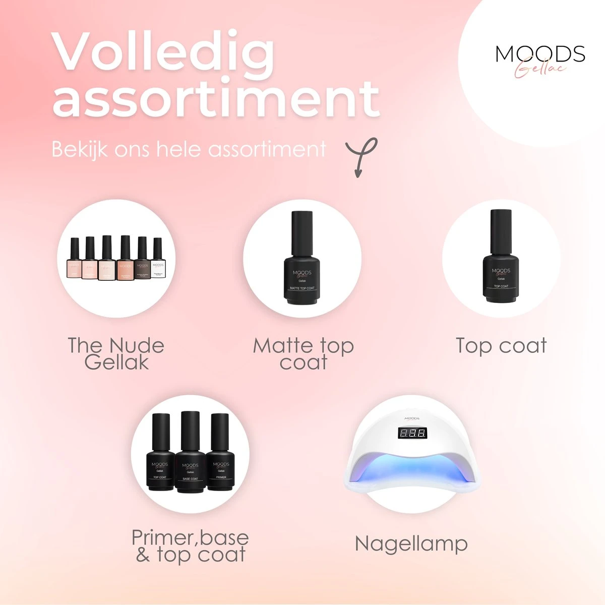 Moods Gellac - Matte Top Coat - Nagellak - Gellak Starterspakket - Nagels - Gellak Set - 15 ML - Afbeelding 8
