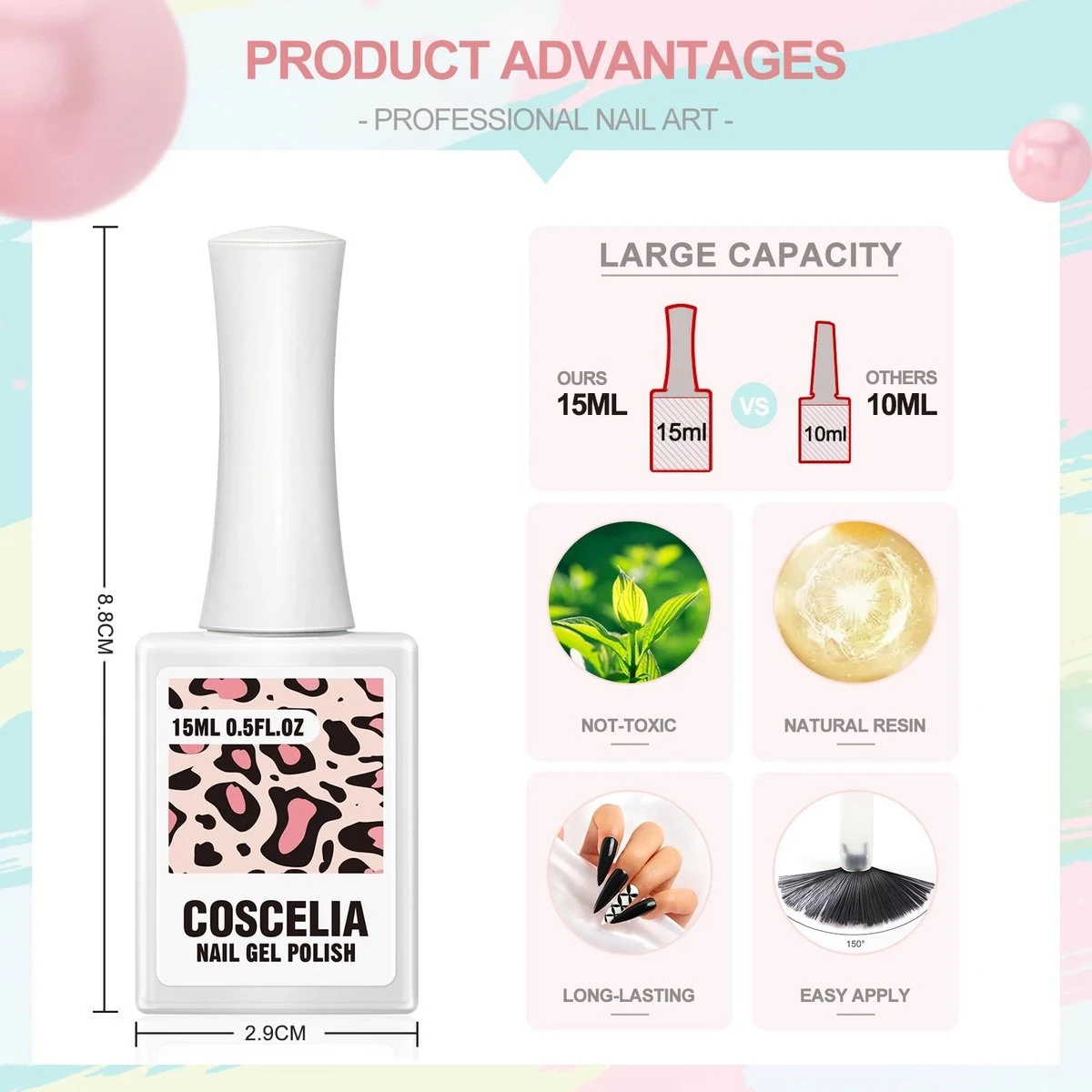 Gellak - Gellak Startersset 5 Kleuren - Gellak - Gellak Set - Premium UV Lamp 48W - Manicure - Nagellak - Nail Art - Zomerse Kleuren Gel Polish - Nagellakset - Gellakset - Afbeelding 2