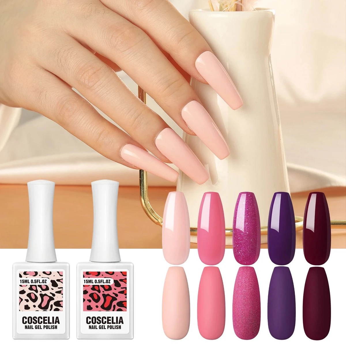 Gellak - Gellak Startersset 5 Kleuren - Gellak - Gellak Set - Premium UV Lamp 48W - Manicure - Nagellak - Nail Art - Zomerse Kleuren Gel Polish - Nagellakset - Gellakset - Afbeelding 4