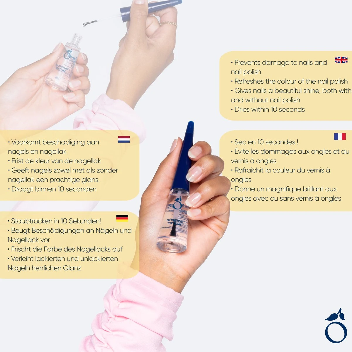 Herome Beschermende Topcoat - Protecting Top Coat - Nagellak Blijft Langer Zitten - Een Beschermlaag Welke De Kleur Van De Nagellak Intensiveert - 10ml. - Afbeelding 4