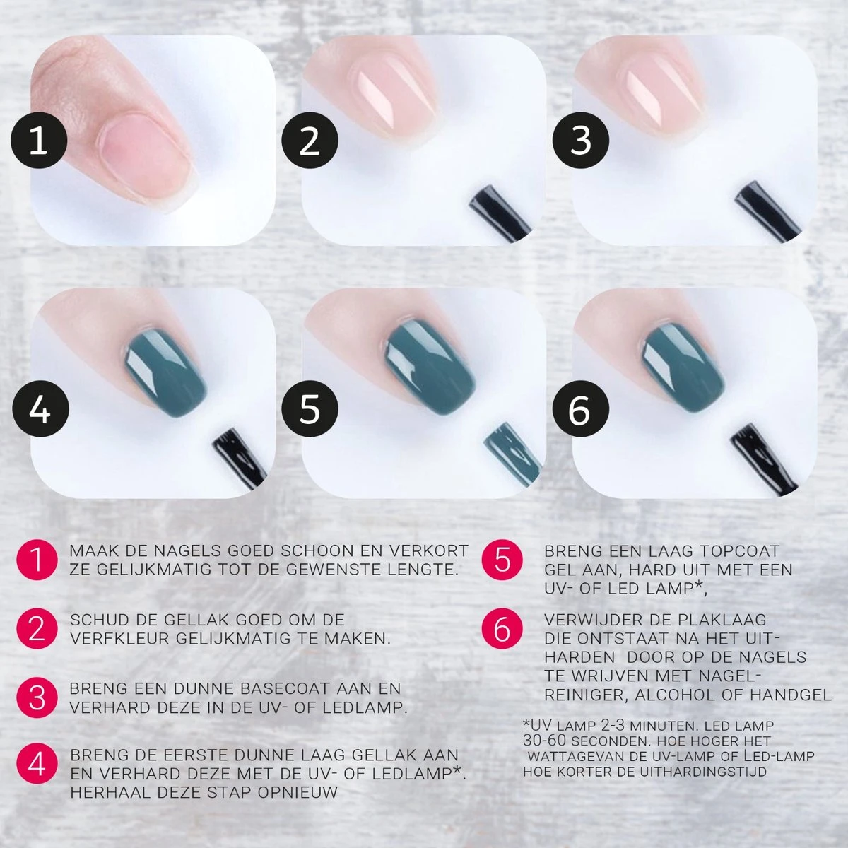 Miss Jules - 6-Delige Gellak Starterspakket - Nagellak - Kleur Rood, Zwart & Glitter - Glanzend & Dekkend Resultaat - Afbeelding 8