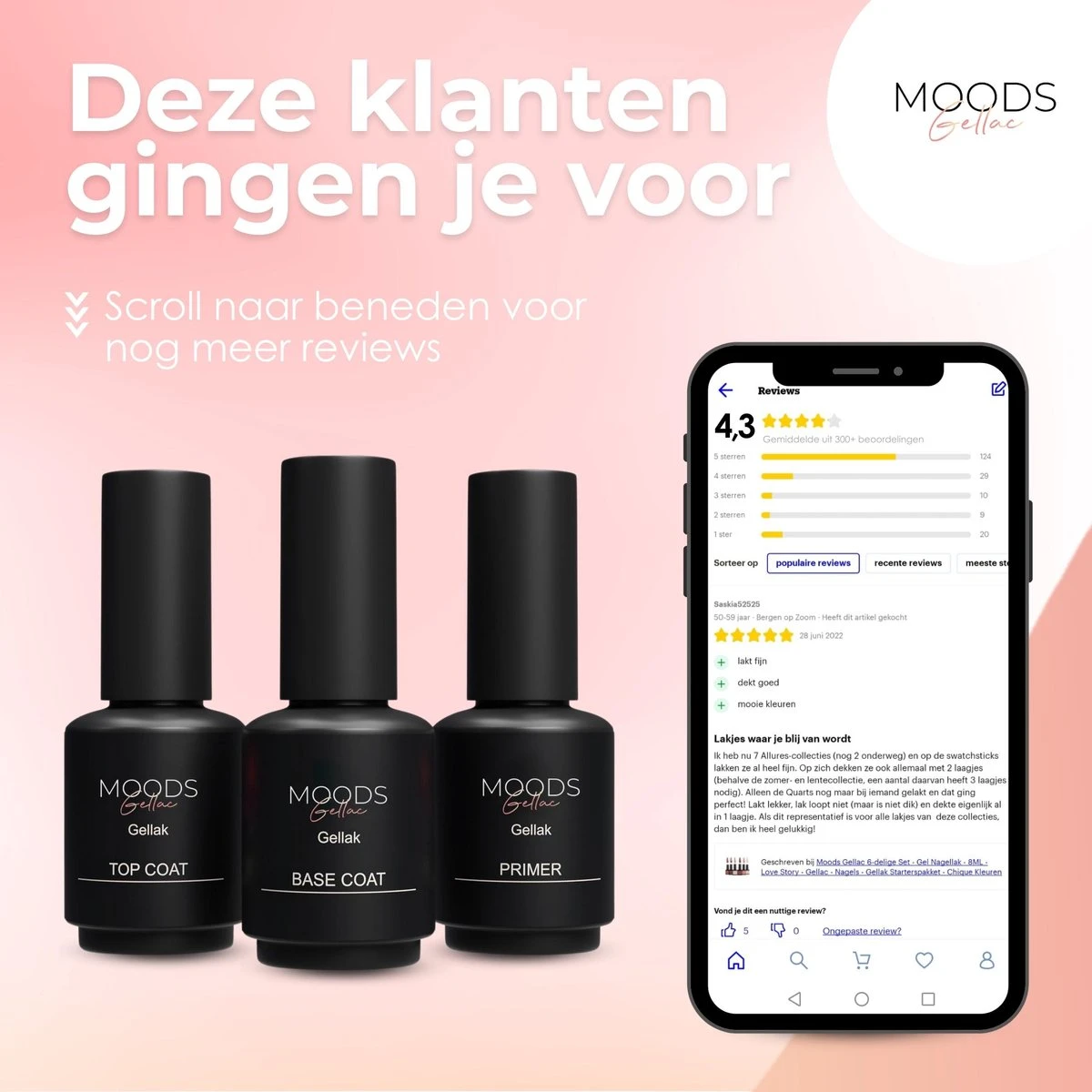 Moods Gellac Starterspakket - Primer - Base Coat - Top Coat - Gellak - LED Lamp Nagellak - 7.3 ML - Afbeelding 7