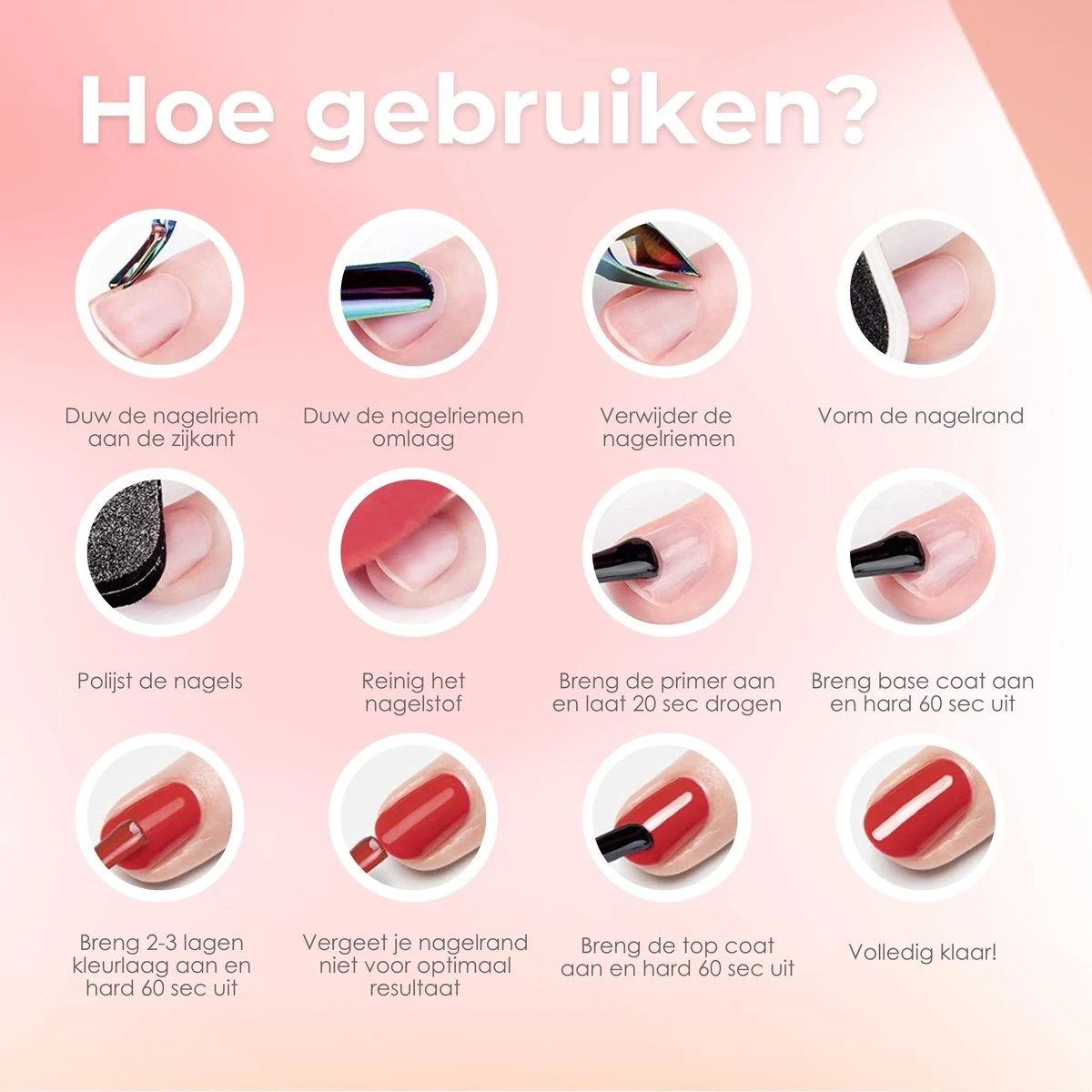 Moods Gellac Starterspakket - Primer - Base Coat - Top Coat - Gellak - LED Lamp Nagellak - 7.3 ML - Afbeelding 8