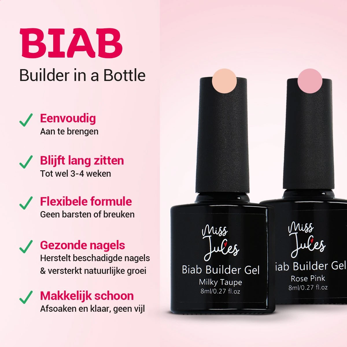 Miss Jules® BIAB Starter Pakket – Builder In A Bottle – BIAB Nagel Builder Gel – BIAB Nagellak Starterset - Inclusief UV/LED Lamp & Instructievideo (NL) - Afbeelding 4