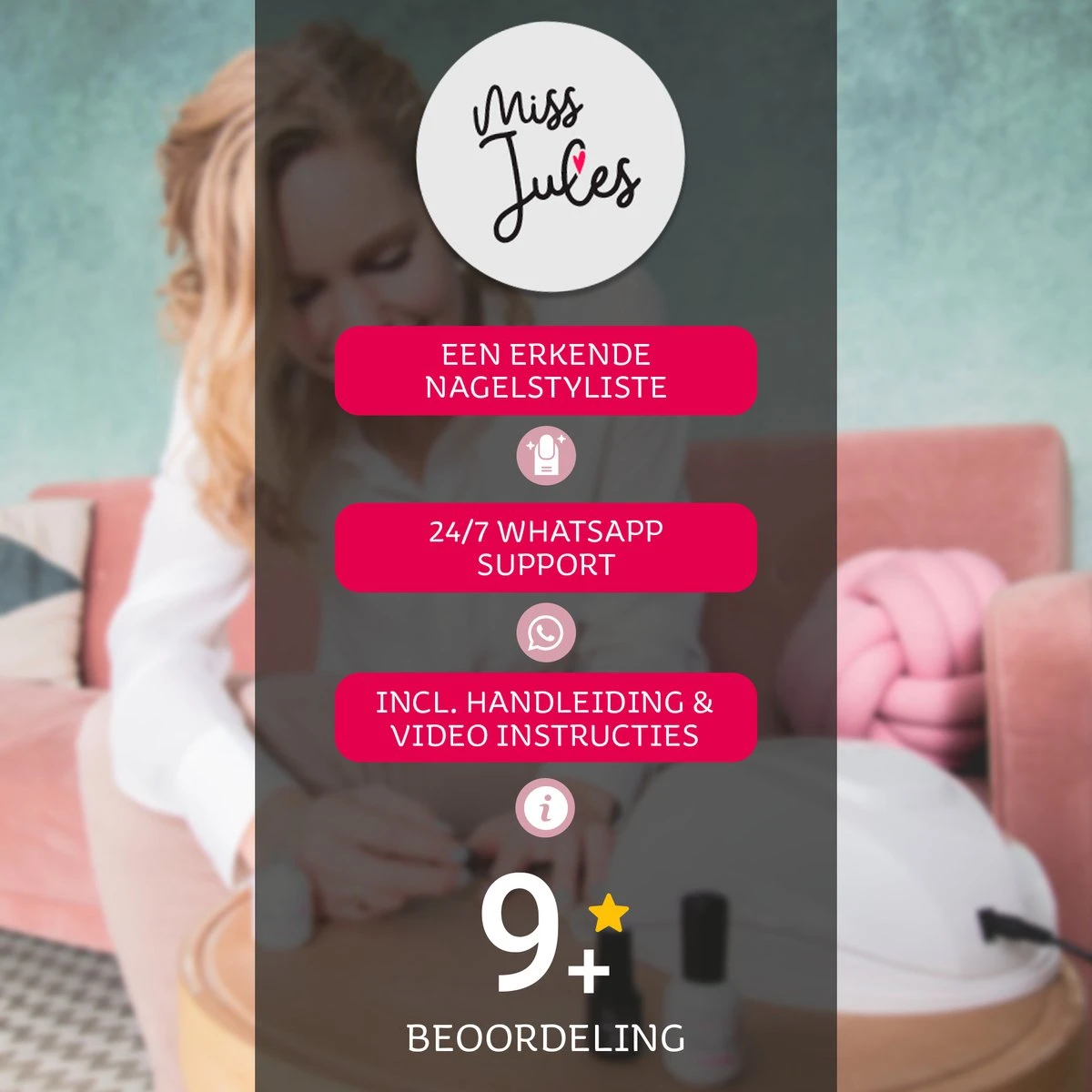 Miss Jules - 6-Delige Gellak Starterspakket - Nagellak - Kleur Nude & Glitter - Glanzend & Dekkend Resultaat - Afbeelding 4