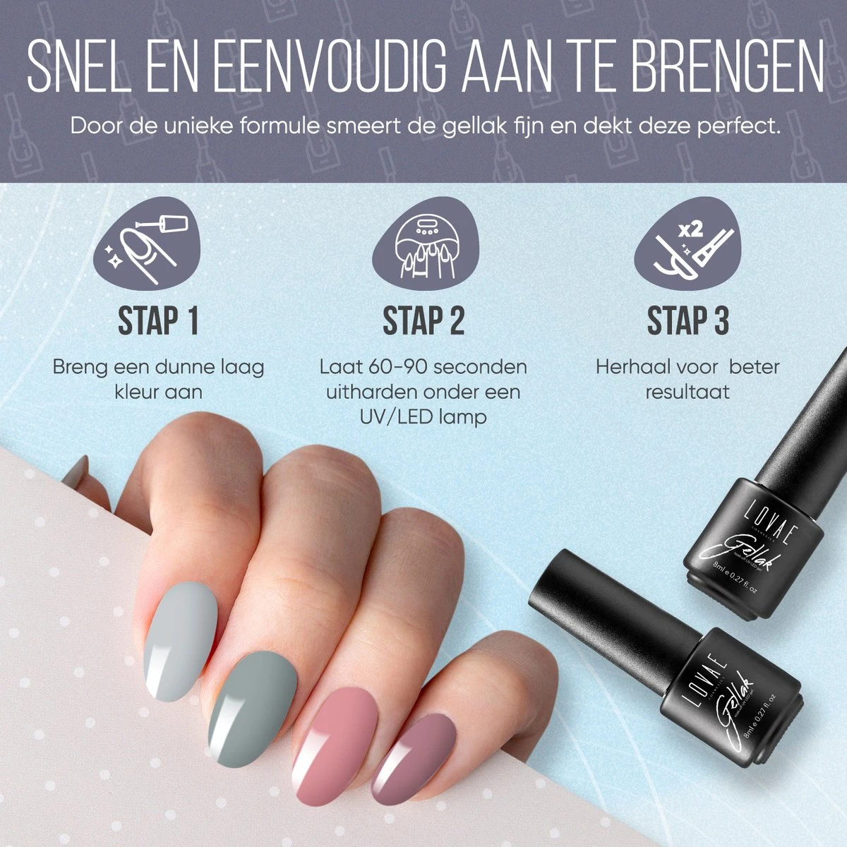 Gellak Starterspakket - Gellak - Gel Nagellak - Gellak Set - 6x8ML Kleuren - Nude Edition - Gellac - Nude Kleuren - Afbeelding 7