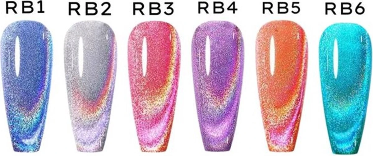 Rainbow Cateye Gellak RB06 - Gellak 7,3ml - Nailart - Nagelversiering - Nagelverzorging - Nagelstyliste - Glitters - Cateye Nagels - Afbeelding 3