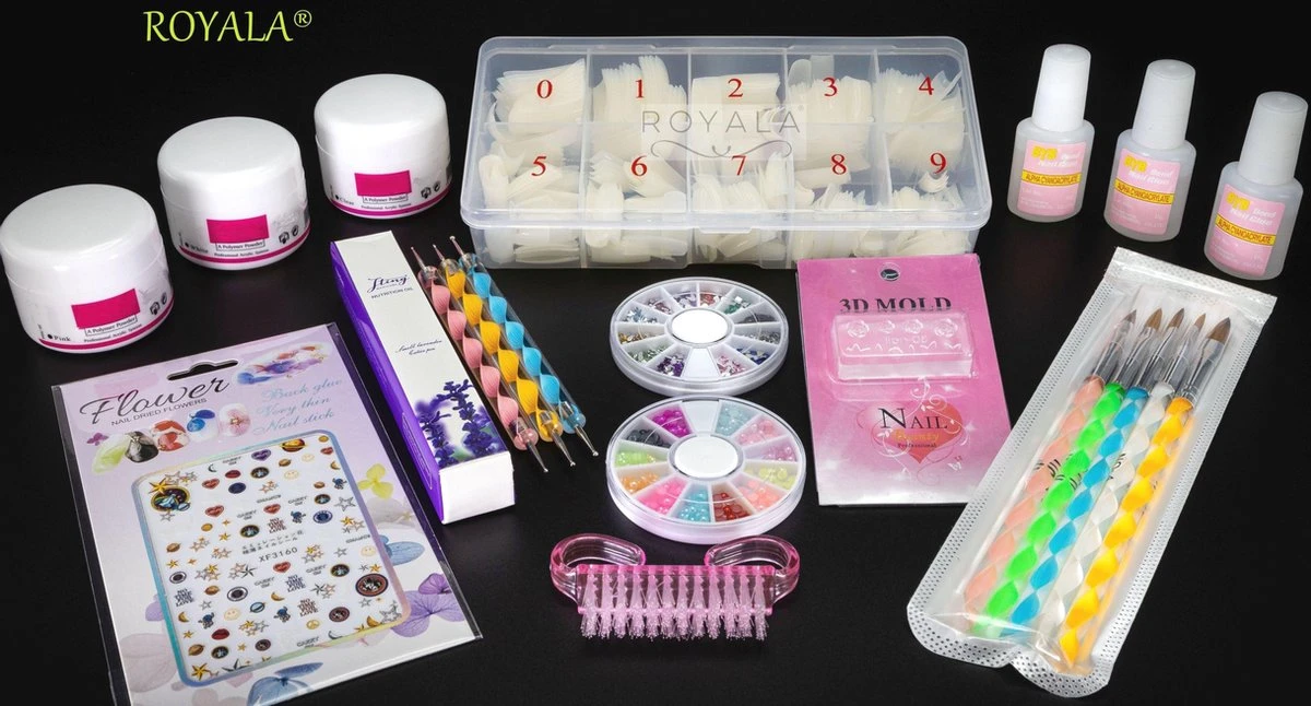 Royala - Acrylnagels Starters Pakket Large|L| 125 Delig | 94 Colors | Acryl Nagels Set | Acryl Starter Kit | Nail Art Pakket | 500 Franse Nageltips | Manicure Set Voor Nail Art Kit | Nagel Decoratie | Acryl Poeder | Acryl Vloeistof | Monomeer - Afbeelding 13