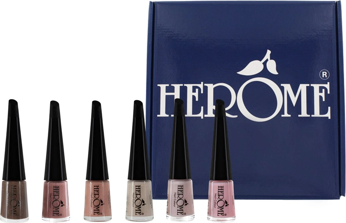 Herome Take Away Nail Colours Collectie Nudes Edition - Set Van 6 Kleuren - Nagellak Set - Alle Nageltypes - 6 X 4ml