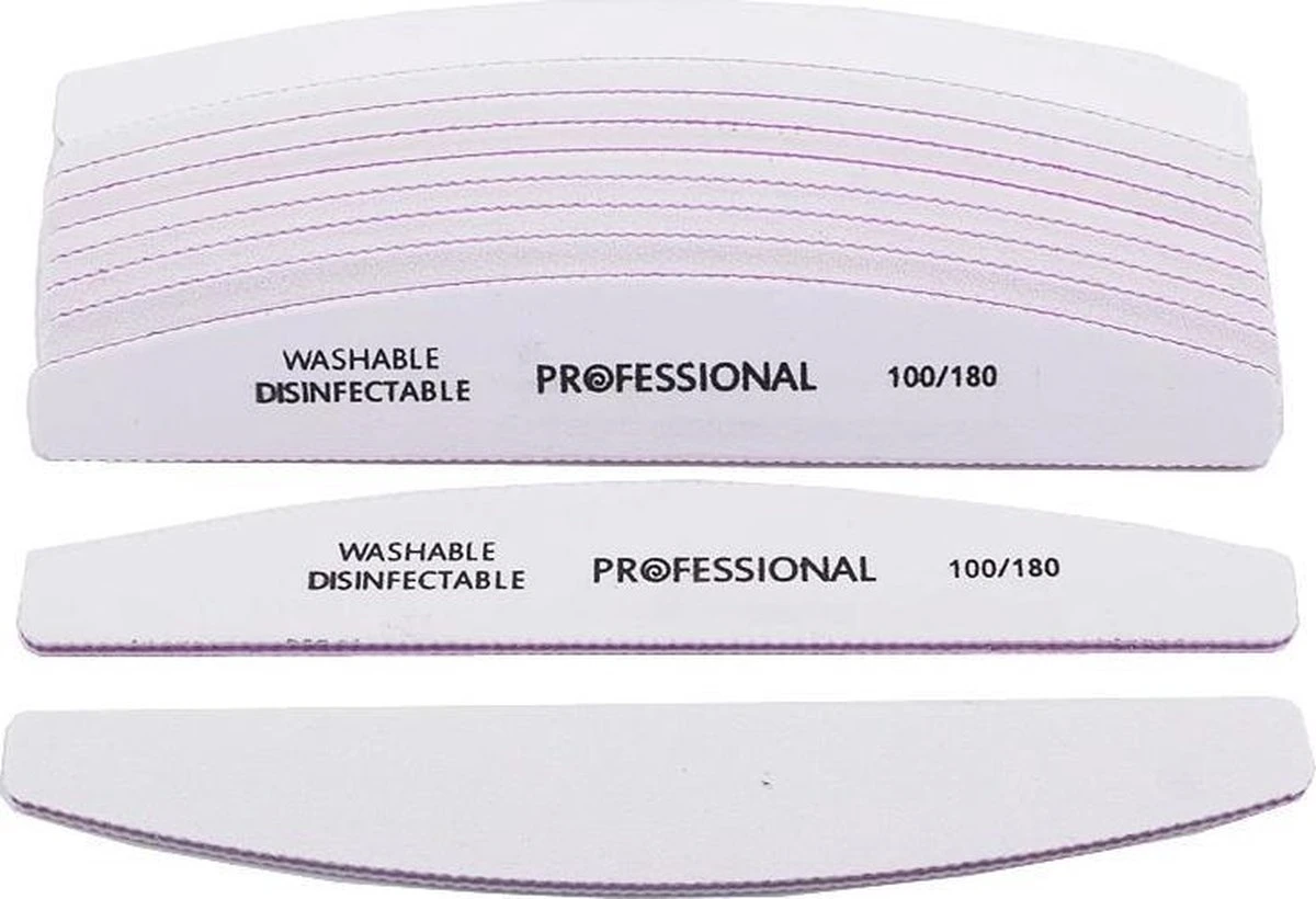 Merkloos 5 Stuks Nagelvijl Zebra Vijl Moon 100/180 Grit - Grof / Zachte Vijl - Hoge Kwaliteit - Professionele - Nagelvijlen - Maan - Gelnagels - Nagelverzorging - Banaan - Acrylnagels - Moonvijl - Shellac - High Quality - Kunstnagels - Manicure