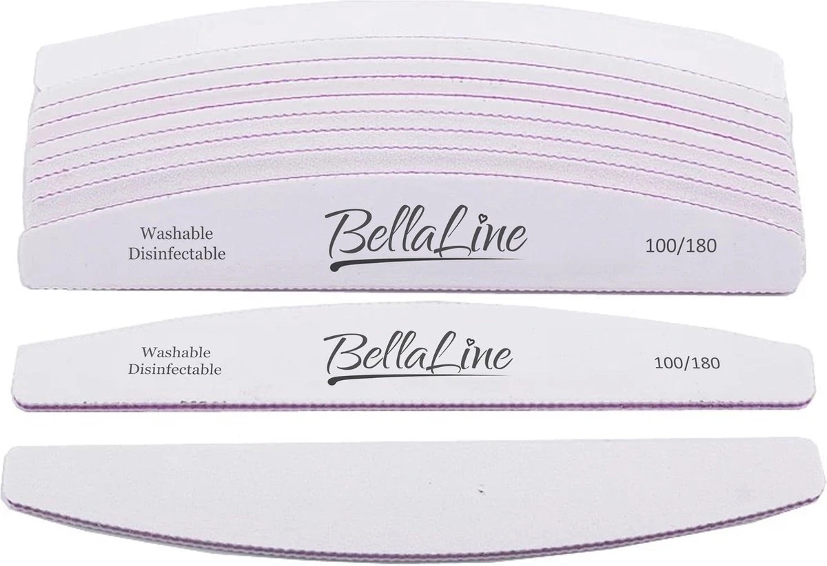 BellaLine - 25 Nagelvijlen - Kunstnagels - Moonvijl - Zebra Vijl - Nagelvijl - Nagels - Nail Art - Nagelverzorging - Nepnagels - Acrylnagels - Gelnagels - Nails - Moon - UV Nagel Gel - Zachte Vijl 100/180 - Nagel Vijl - Afbeelding 2