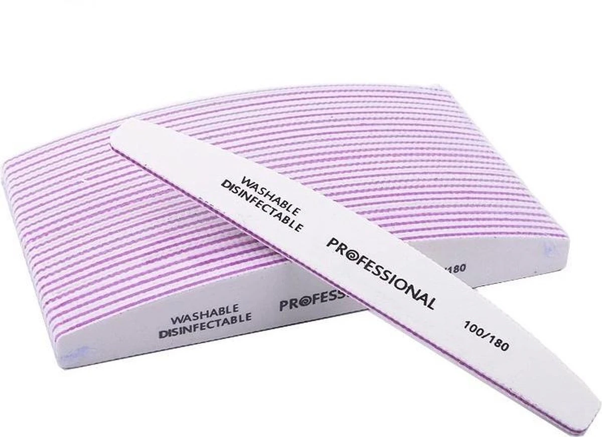 Merkloos 5 Stuks Nagelvijl Zebra Vijl Moon 100/180 Grit - Grof / Zachte Vijl - Hoge Kwaliteit - Professionele - Nagelvijlen - Maan - Gelnagels - Nagelverzorging - Banaan - Acrylnagels - Moonvijl - Shellac - High Quality - Kunstnagels - Manicure - Afbeelding 2