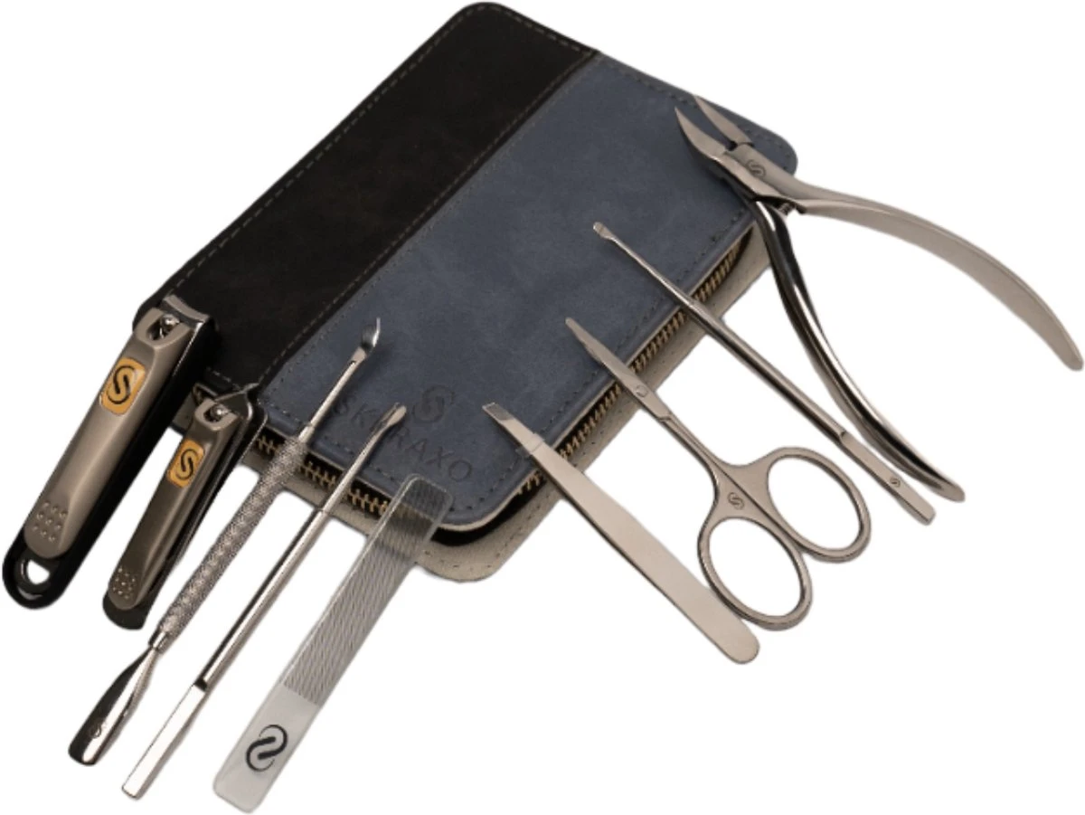 Skeraxo 8-delige Luxe Verschillende Tools - Professioneel Manicure Set & Pedicureset Met Nagelvijl & Nageltang – Behandeling Nagels En Huid 9 Skeraxo 8-delige Luxe Verschillende Tools - Professioneel Manicure Set & Pedicureset Met Nagelvijl & Nageltang – Behandeling Nagels En Huid - Afbeelding 7